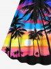 Coconut Tree Sunset Ombre Sky Colorblock Print Plus Size Matching Hawaii Beach Outfit For Couples -  
