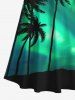 Coconut Tree Colorblock Glitter Light Beam 3D Print Plus Size Matching Hawaii Beach Outfit For Couples -  