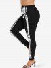 Plus Size Skeleton Print Skinny Leggings -  