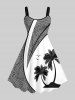 Coconut Tree Tropical Leaves Colorblock Print Plus Size Matching Hawaii Beach Outfit For Couples -  
