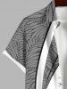 Plus Size Coconut Tree Tropical Leaves Colorblock Print Hawaii Button Pocket Shirt For Men -  