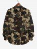 Plus Size Camouflage Coconut Tree Print Buttons Long Sleeve Hawaii Shirt For Men -  