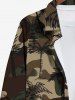 Plus Size Camouflage Coconut Tree Print Buttons Long Sleeve Hawaii Shirt For Men -  