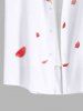 Chemise de Tressé Boutonnée Pétale Imprimé avec Poche de Grande Taille pour Homme - Blanc XL