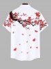 Chemise de Tressé Boutonnée Pétale Imprimé avec Poche de Grande Taille pour Homme - Blanc 3XL