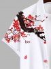 Chemise de Tressé Boutonnée Pétale Imprimé avec Poche de Grande Taille pour Homme - Blanc 3XL