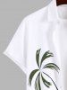Plus Size Coconut Tree Sea Sun Colorblock Print Buttons Pocket Hawaii Shirt For Men -  
