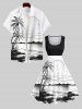 Plus Size Coconut Tree Sea Moon Print Hawaii Vintage Swing A Line Dress -  