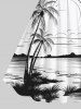 Plus Size Coconut Tree Sea Moon Print Hawaii Vintage Swing A Line Dress -  