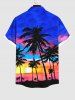 Chemise Imprimé Cocotier et Coucher du Soleil avec Poches Grande Taille pour Homme - Multi-A XL
