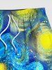 Plus Size Painting Spiral Galaxy Castle City Print Hawaii Drawstring Beach Shorts For Men -  