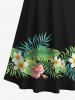 Plus Size Tropical Leaf Hibiscus Flowers Print Cold Shoulder Crisscross Hawaii Maxi Dress -  