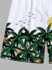 Plus Size Tropical Coconut Tree Flowers Sun Bird Print Pocket Hawaii Beach Shorts -  