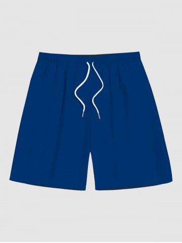 Plus Size Solid Color Pockets Beach Shorts For Men - MIDNIGHT BLUE - 5XL