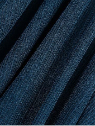 Plus Size Surplice Textured Ribbed Ruffles Split Solid A Line Dress with Removable PU Strap Buckle Belt