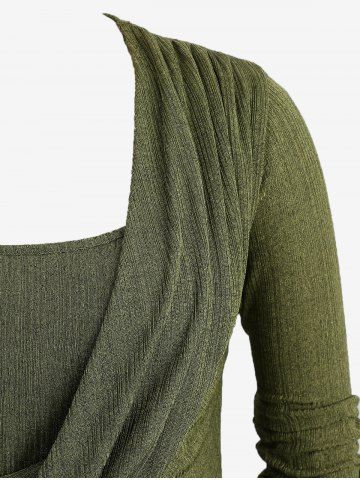Plus Size Twist Ruched Asymmetrical Ribbed Textured Top