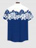 Hibiscus Flower Palm Leaf Two Tone Colorblock Print Plus Size Matching Hawaii Beach Outfit For Couples -  