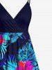 Plus Size Tropical Leaf Hibiscus Flowers Print Surplice Hawaii Cami Dress -  