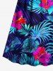 Plus Size Tropical Leaf Hibiscus Flowers Print Surplice Hawaii Cami Dress -  