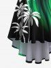 Plus Size Coconut Tree Glitter Curve Light Beam 3D Print Hawaii High Low Cami Dress -  