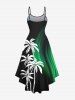 Plus Size Coconut Tree Glitter Curve Light Beam 3D Print Hawaii High Low Cami Dress -  