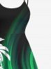Plus Size Coconut Tree Glitter Curve Light Beam 3D Print Hawaii High Low Cami Dress -  