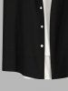 Plus Size Tropical Leaves Floral Contrast Colorblock Print Hawaii Buttons Pocket Shirt For Men -  
