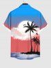 Chemise Ombre à Paupière Lune et Noix de Coco Imprimés avec Poche de Grande Taille pour Homme - Multi-A L