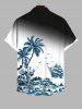 Chemise à Bretelles Imprimé Cocotiers et Vagues Marines avec Poches et Boutons Grande-Taille pour Hommes - Multi-A 2XL