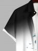Chemise à Bretelles Imprimé Cocotiers et Vagues Marines avec Poches et Boutons Grande-Taille pour Hommes - Multi-A 2XL