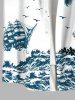 Chemise à Bretelles Imprimé Cocotiers et Vagues Marines avec Poches et Boutons Grande-Taille pour Hommes - Multi-A 2XL