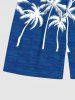 Plus Size Coconut Tree Bird Print Pocket Hawaii Beach Shorts For Men -  