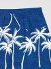 Plus Size Coconut Tree Bird Print Pocket Hawaii Beach Shorts For Men -  