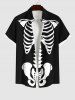Plus Size Skeleton Print Buttons Pocket Shirt For Men -  