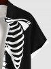 Plus Size Skeleton Print Buttons Pocket Shirt For Men -  