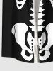 Plus Size Skeleton Print Buttons Pocket Shirt For Men -  