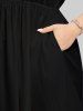 Plus Size Tropical Leaves Floral Contrast Colorblock Print Hawaii Pocket Split A Line Midi Dress -  