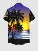 Chemise Ombre à Boutons avec Poche Imprimé Cocotiers et Ciel Grande Taille pour Homme - Multi-A XL