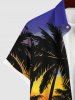 Chemise Ombre à Boutons avec Poche Imprimé Cocotiers et Ciel Grande Taille pour Homme - Multi-A XL