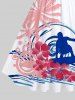 Plus Size Coconut Tree Floral Sea Waves Surfer Print Hawaii Vintage A Line Swing Dress -  