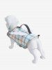 Pet's Plaid Print Push Buckle D-Ring Strap Wings Swimsuit -  