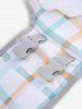 Pet's Plaid Print Push Buckle D-Ring Strap Wings Swimsuit -  