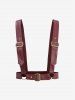 Plus Size Surplice Textured Ribbed Ruffles Split Solid A Line Dress with Removable PU Strap Buckle Belt -  