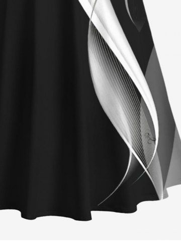 Plus Size Curved Line Colorblock Print Hawaii Crisscross A Line Maxi Dress