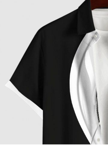 Curved Line Colorblock Print Plus Size Matching Hawaii Beach Outfit For Couples