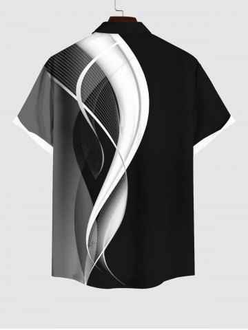 Curved Line Colorblock Print Plus Size Matching Hawaii Beach Outfit For Couples