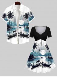 Short de Plage Grande Taille Imprimé Oiseau et Cocotier - Multi-A 