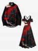 Plus Size Cold Shoulder Castle Cloud Moon River Print Crisscross A Line Maxi Dress -  