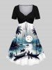 Short de Plage Grande Taille Imprimé Oiseau et Cocotier - Multi-A 