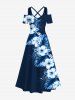 Tropical Leaf Hibiscus Flowers Print Plus Size Matching Hawaii Beach Outfit For Couples -  